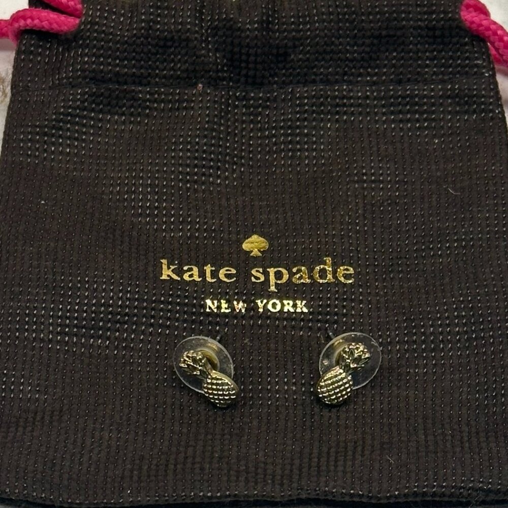 NEW Kate Spade Gold Plated Pineapple Stud Earrings Set Preppy Tropical Resort